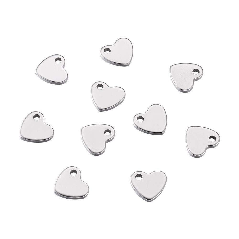 3469 Pandahall 100pcs Heart 304 Stainless Steel Tiny Double Side Pendants